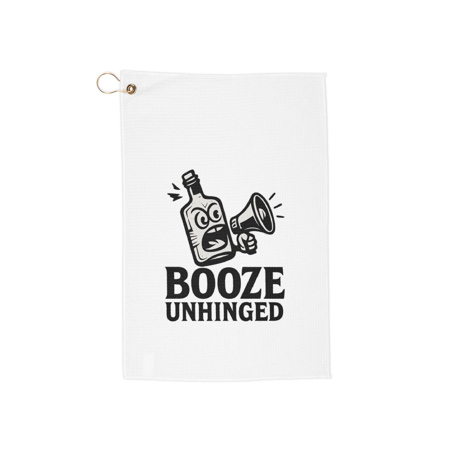 Golf Towel 'Booze Unhinged' -White
